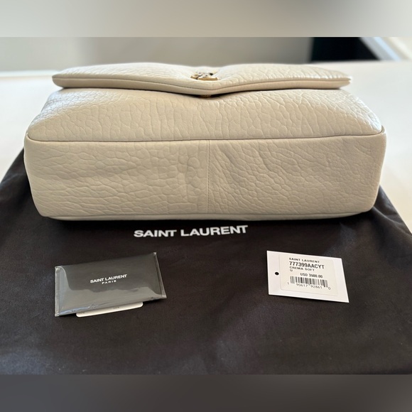 YVES SAINT LAURENT YSL LARGE CALYPSO LEATHER BAG CREMA SOFT NEW - Picture 10 of 16